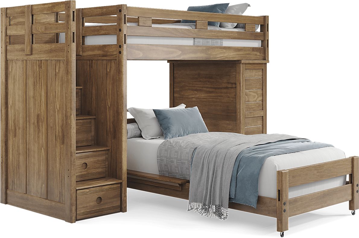 Kids Creekside 2.0 Chestnut Twin/Twin Step Loft with Loft Chest