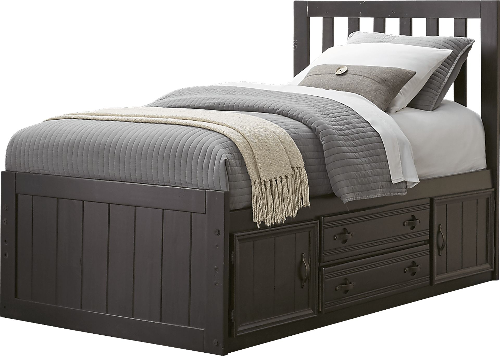 Creekside Charcoal 3 Pc Full Slat Bed with Storage Unit - Image 1