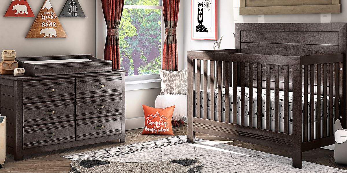 Creekside 4 Pc Charcoal Gray Bedroom Set With Dresser & Changing Set