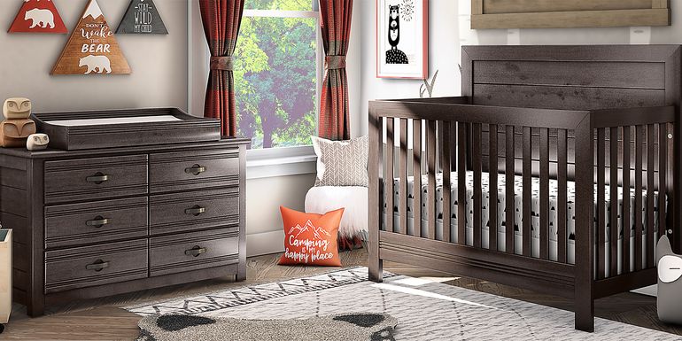 Creekside Charcoal 5 Pc Nursery with Toddler Rails