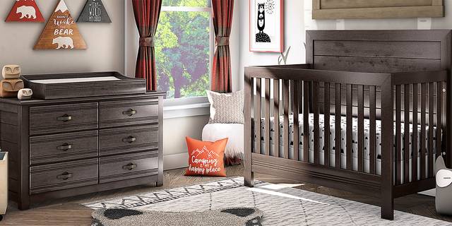 Creekside Charcoal 6 Pc Nursery with Toddler & Conversion Rails - Thumbnail - Image 1