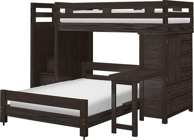 Creekside Charcoal Twin/Full Step Bunk with Chest & Desk Attachment - Thumbnail - Image 1