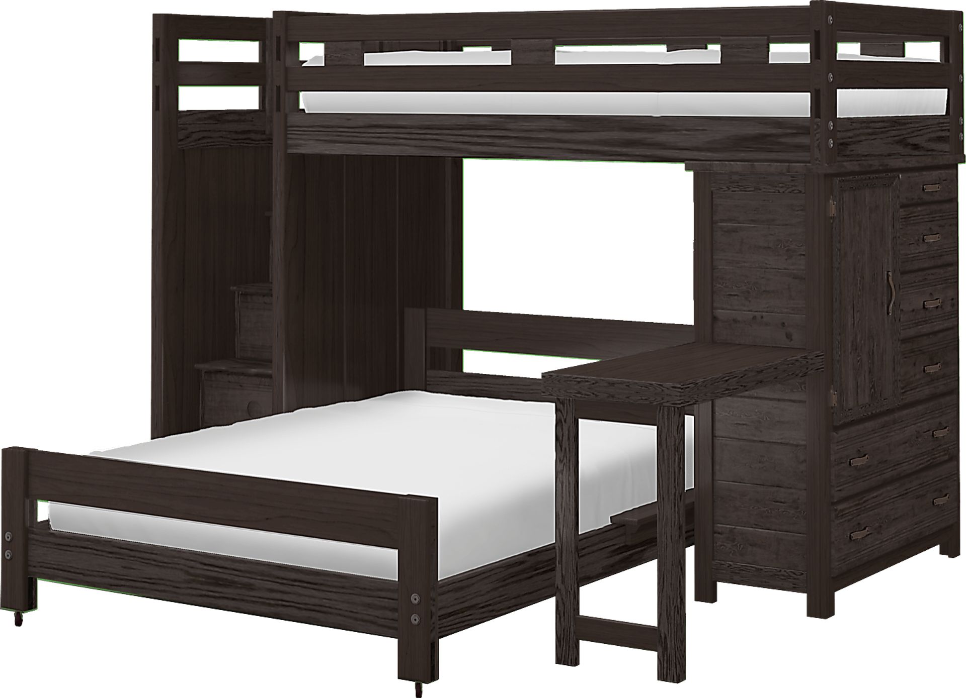 Creekside Charcoal Twin/Full Step Bunk with Chest & Desk Attachment - Image 1