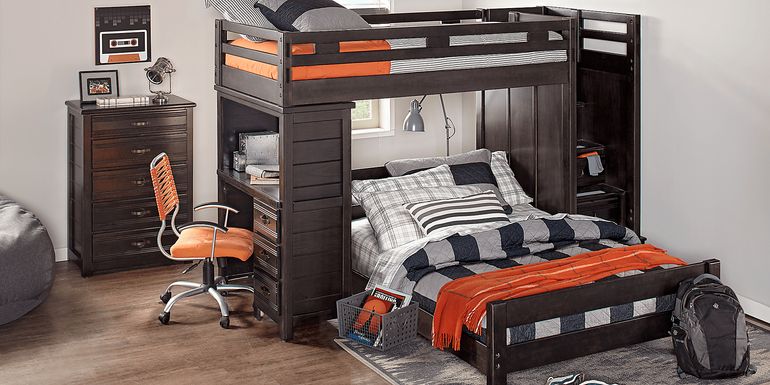 Creekside Collection Rustic Kids, Creekside Charcoal Twin Bunk Bed