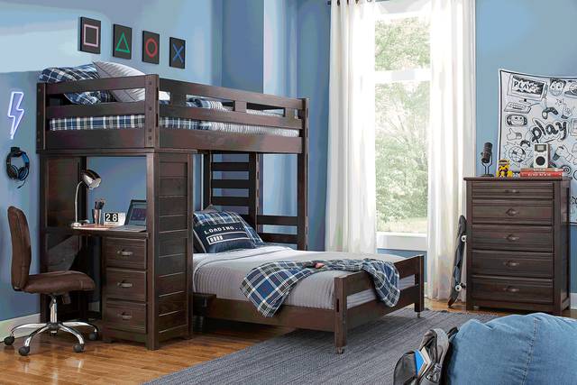 Creekside Charcoal Twin/Full Student Bunk Bed with Desk - Thumbnail - Image 2