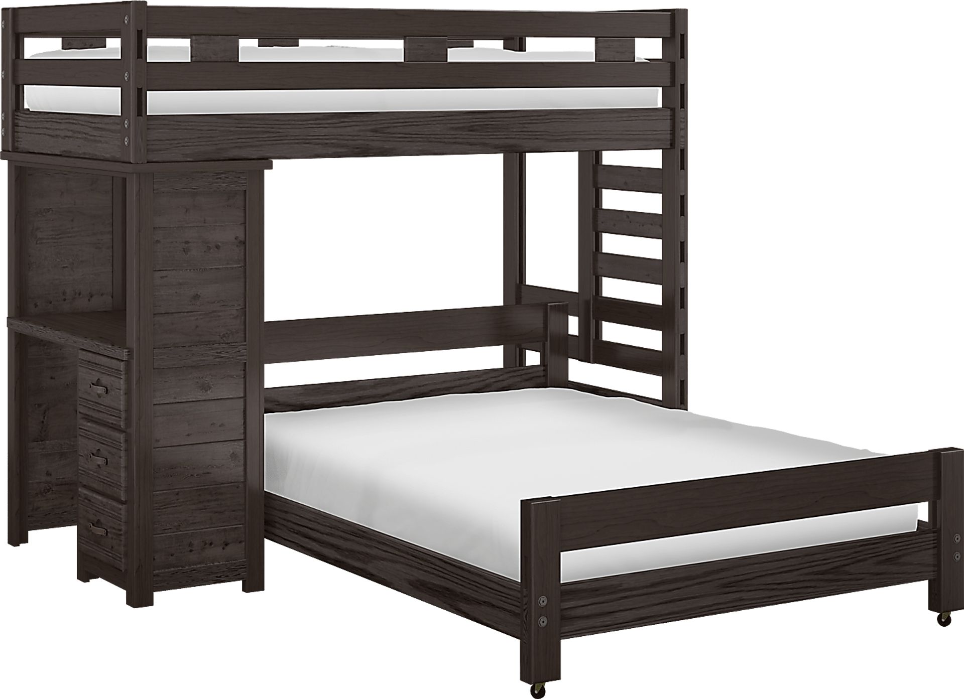 Creekside Charcoal Twin/Full Student Bunk Bed with Desk - Image 1