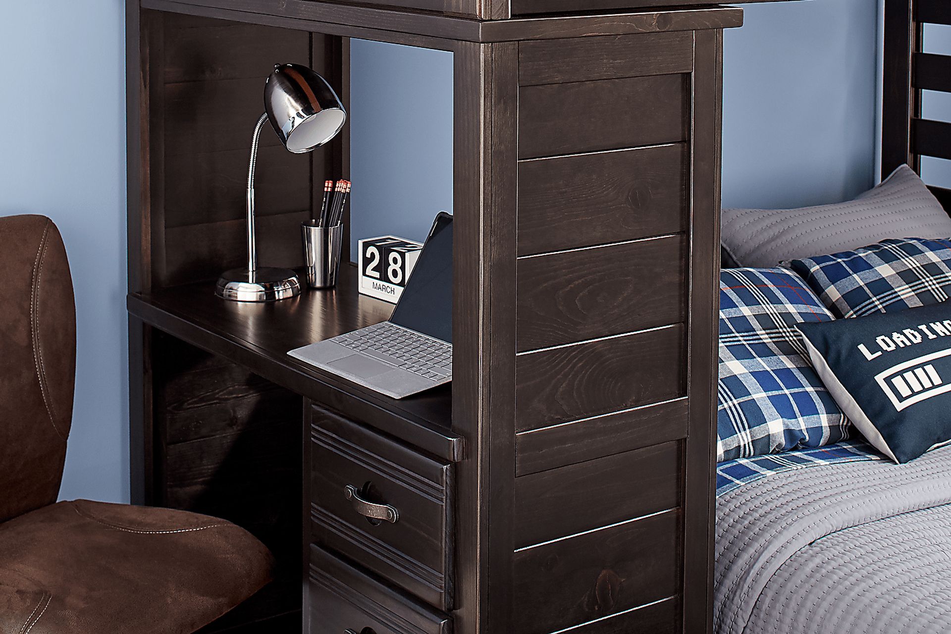 Creekside Charcoal Twin/Twin Step Bunk Bed with Desk - Image 3