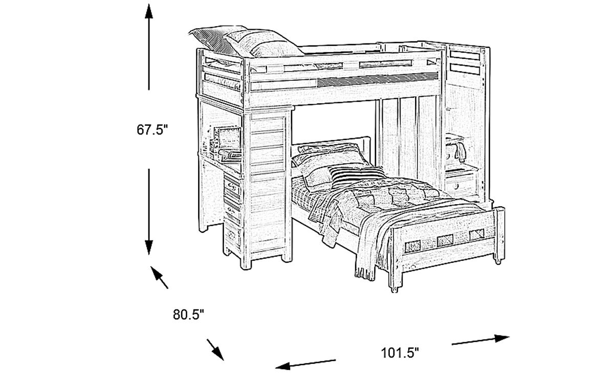 Creekside 5 Pc Charcoal Gray Twin/Twin Step Bunk Bed With Desk | Rooms ...