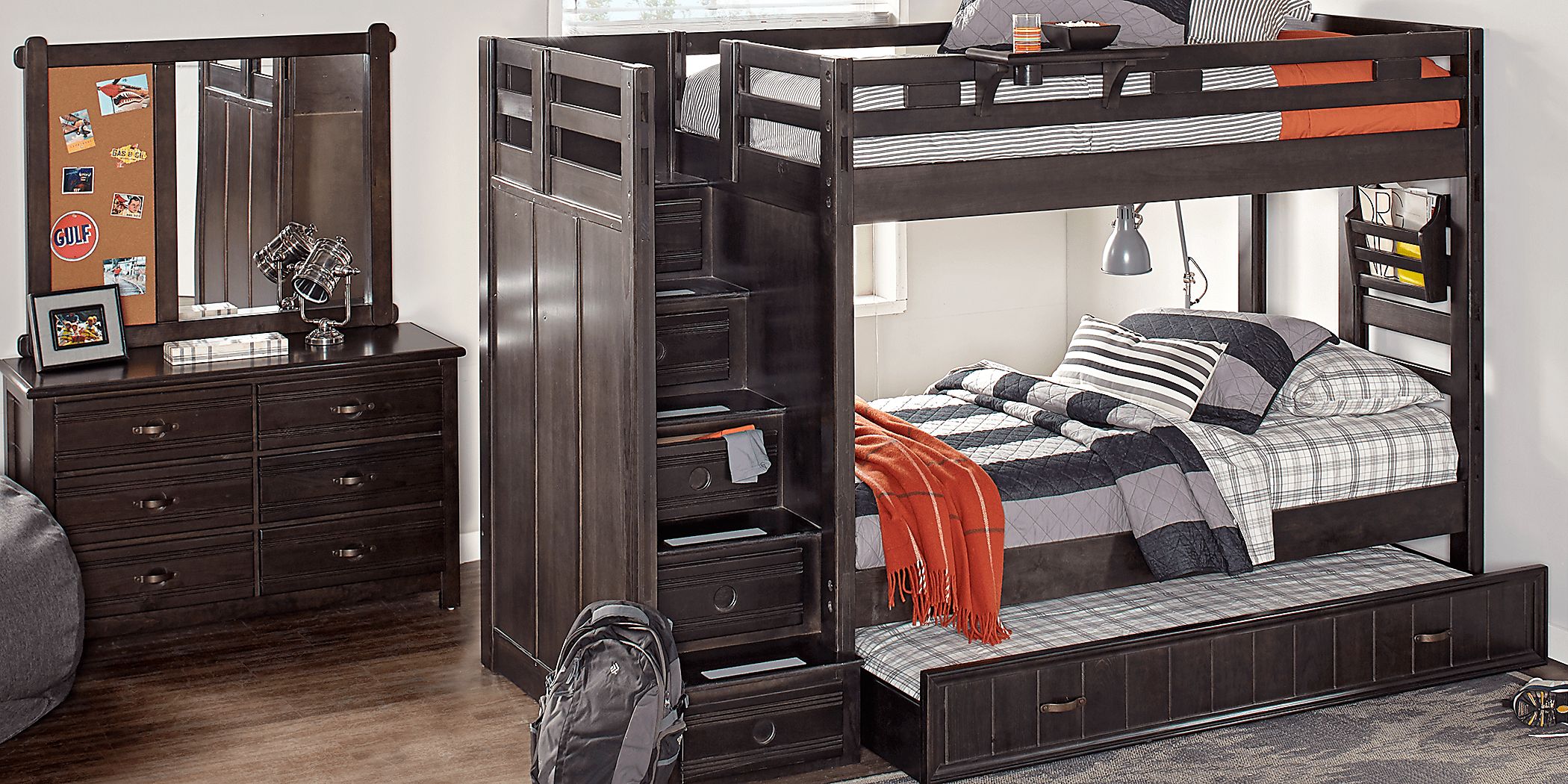 Creekside Charcoal Twin/Twin Step Bunk Bed Rooms To Go