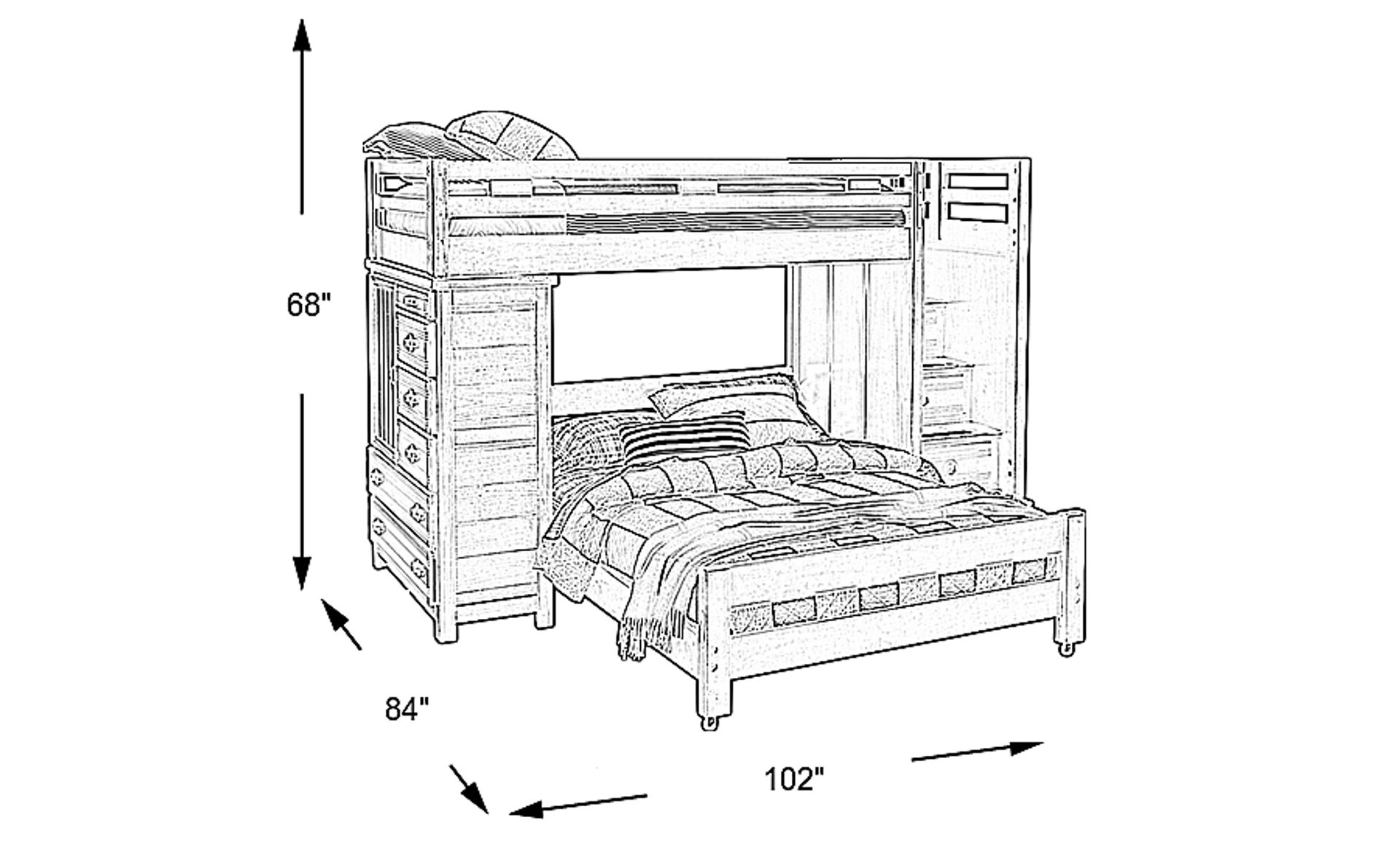 Creekside 7 Pc Charcoal Gray Twin/Twin Step Bunk With Chest | Rooms to Go