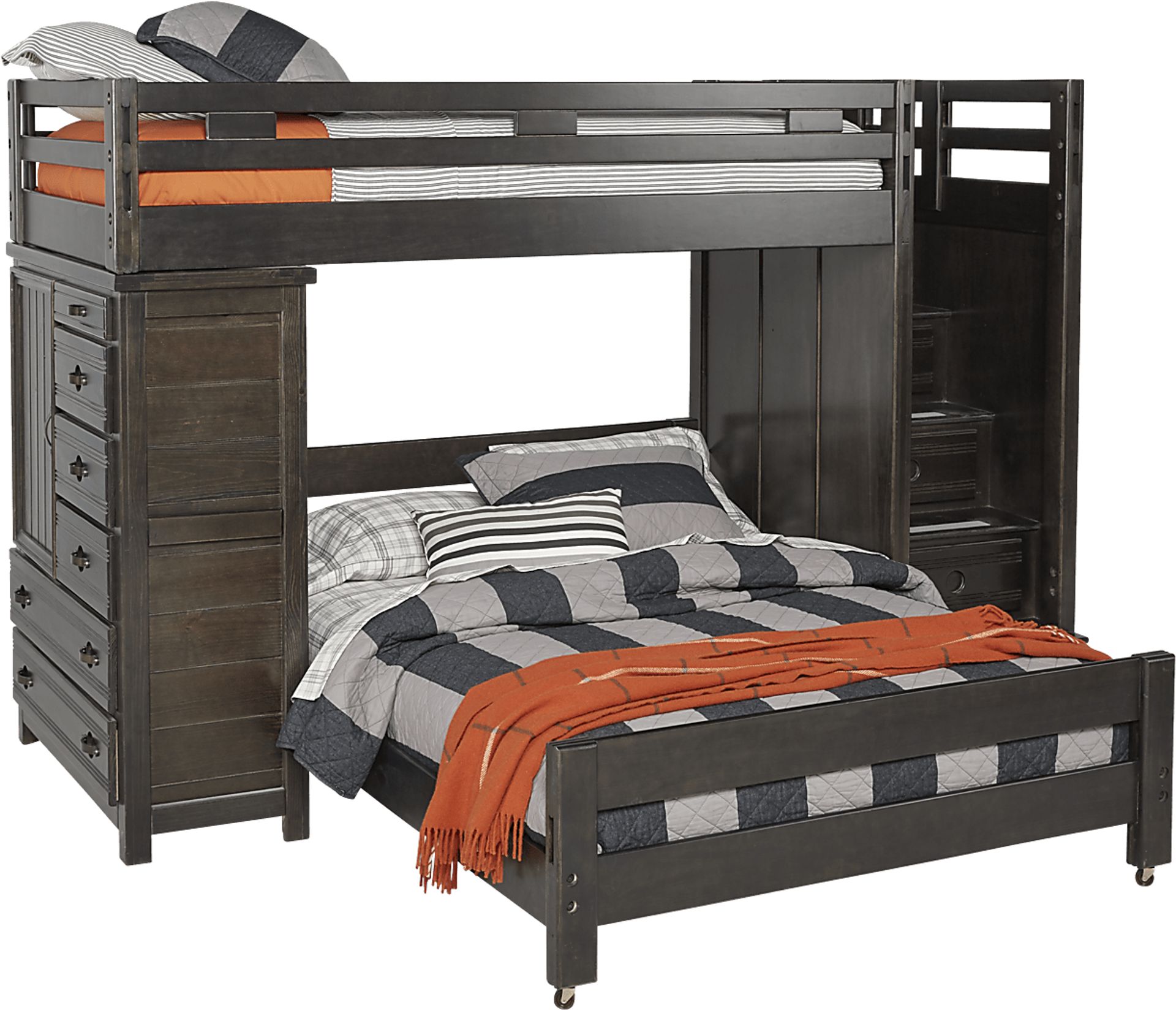 Creekside Charcoal Twin/Twin Step Bunk with Chest - Image 1