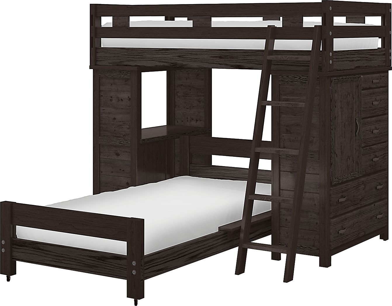 Creekside Charcoal Twin/Twin Student Bunk Bed with Desk & Chest Rooms