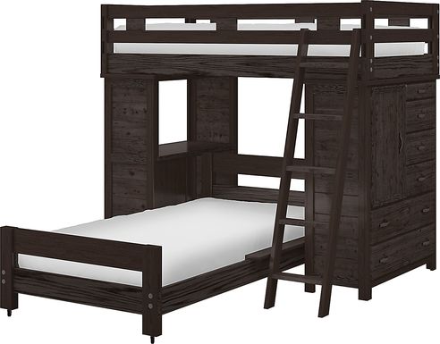 Girls Bunk Bed With Desk Underneath, Creekside Charcoal Twin Bunk Bed
