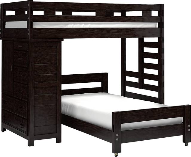 Creekside Charcoal Twin/Twin Student Loft Bed with Chest - Thumbnail - Image 1