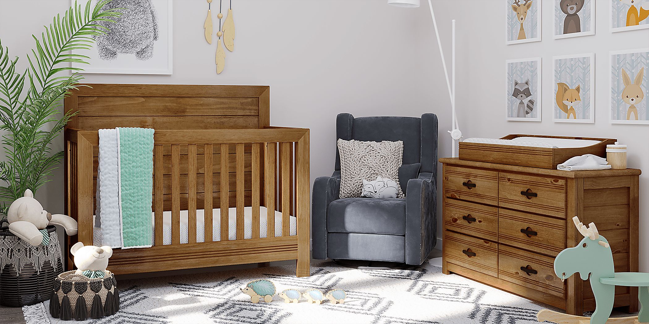 Creekside 5 Pc Chestnut Dark Wood Bedroom Set With Dresser & Changing ...