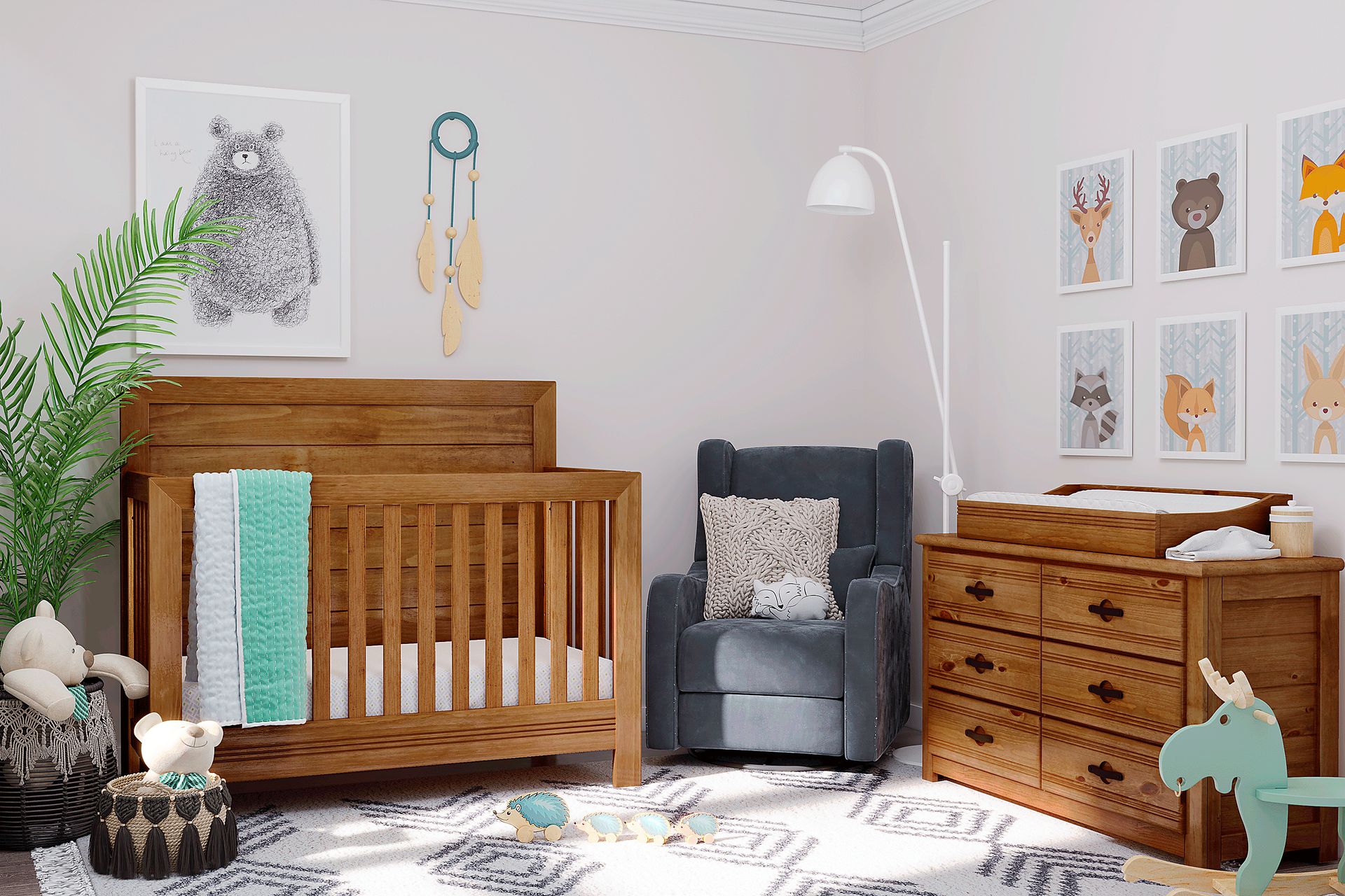 Creekside Chestnut 6 Pc Nursery with Toddler & Conversion Rails - Image 1