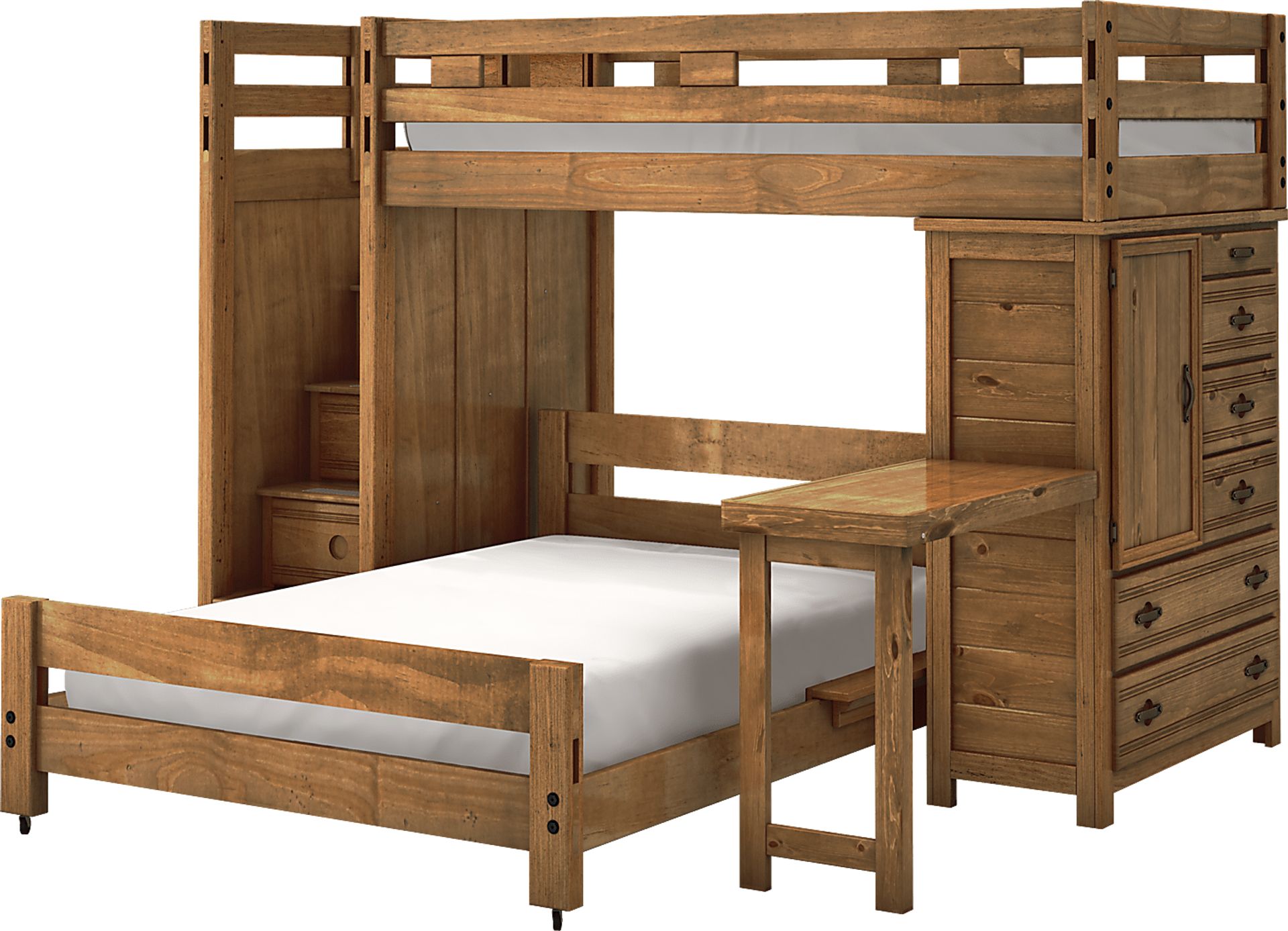 Creekside Chestnut Twin/Full Step Bunk Bed with Desk and Chest - Image 3