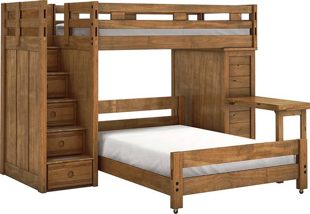 Creekside Chestnut Twin/Full Step Bunk Bed with Desk and Chest - Thumbnail - Image 1