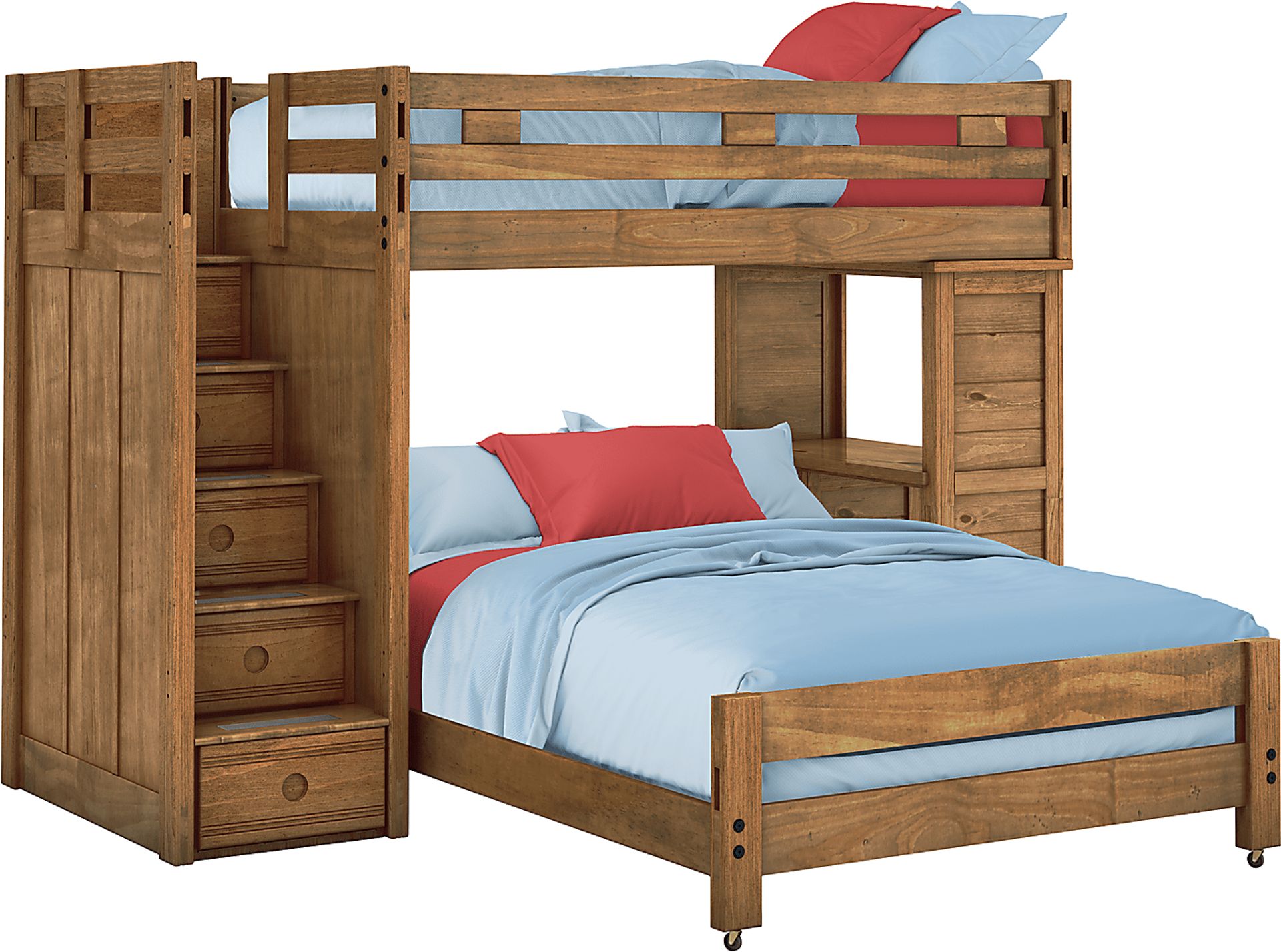 Creekside Chestnut Twin/Full Step Bunk Bed with Desk - Image 1