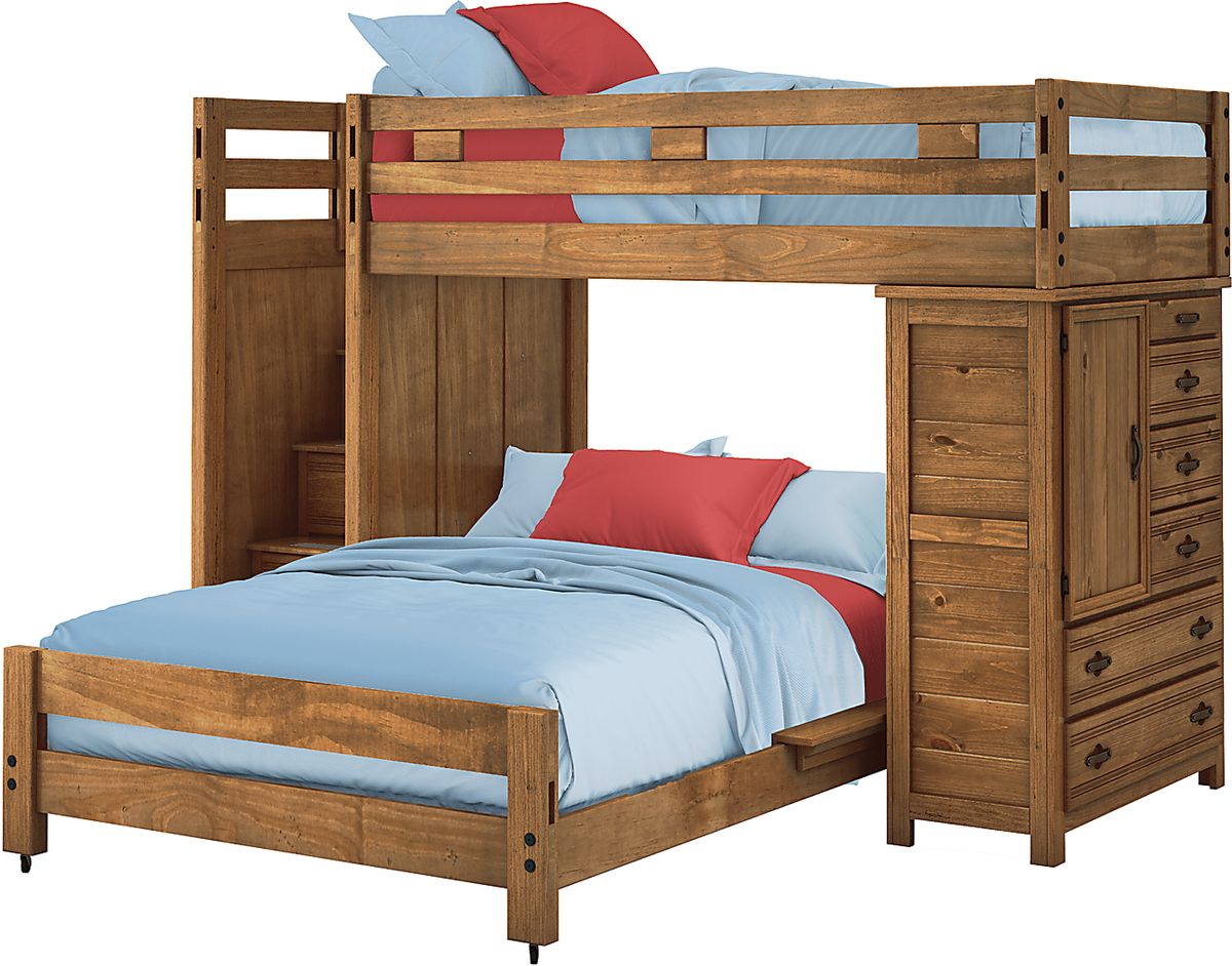 Creekside 7 Pc Chestnut Dark Wood Twin/Full Step Bunk With Chest ...
