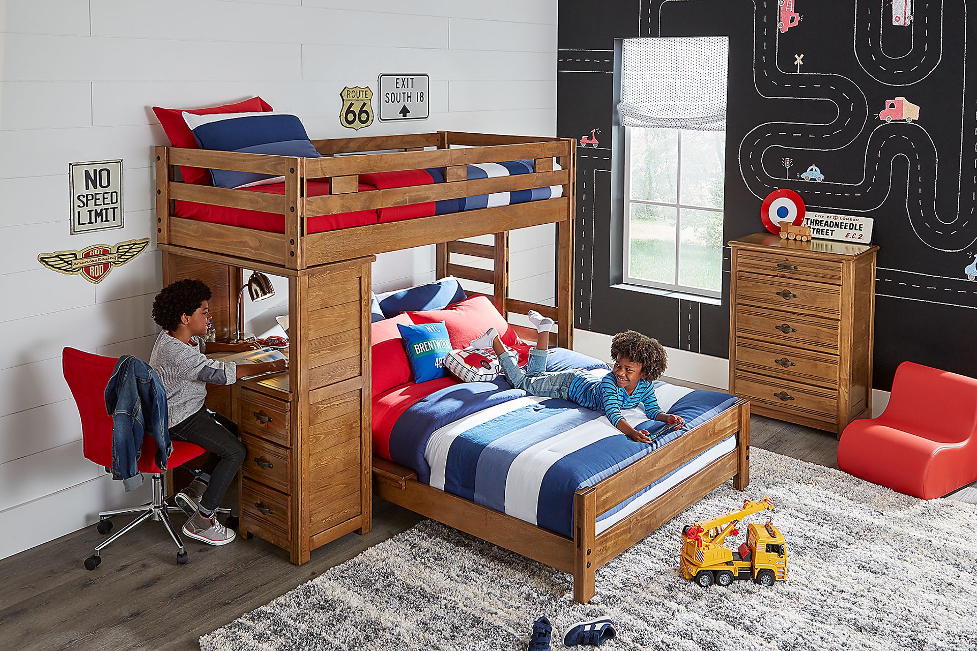 Creekside Chestnut Twin/Full Student Loft Bed with Desk - Image 4