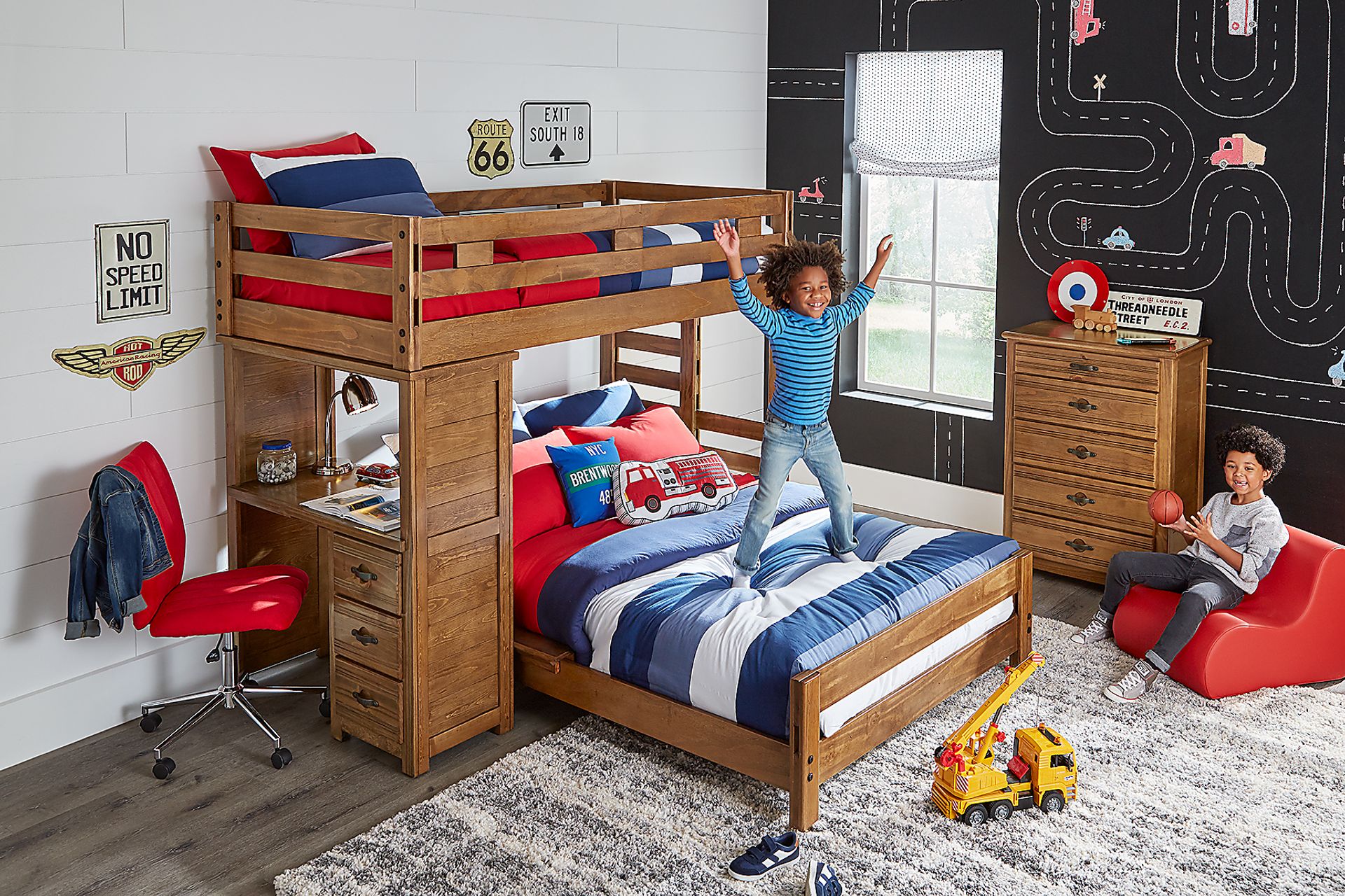 Creekside Chestnut Twin/Full Student Loft Bed with Desk - Image 6