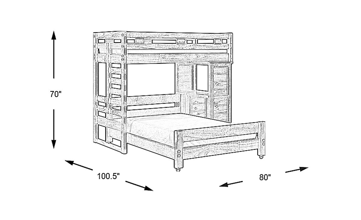 Creekside Chestnut Dark Wood Twin/Full Loft Bed With Chest | Rooms to Go