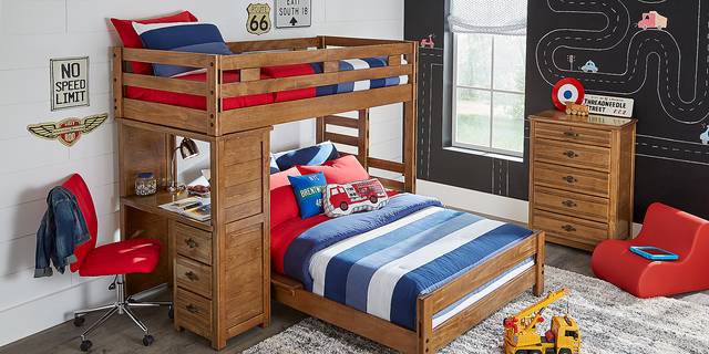 Creekside Chestnut Twin/Full Student Loft Bed with Desk - Thumbnail - Image 2