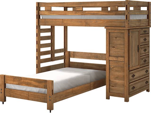 Creekside Chestnut Twin/Twin Student Loft Bed with Chest - Thumbnail - Image 3