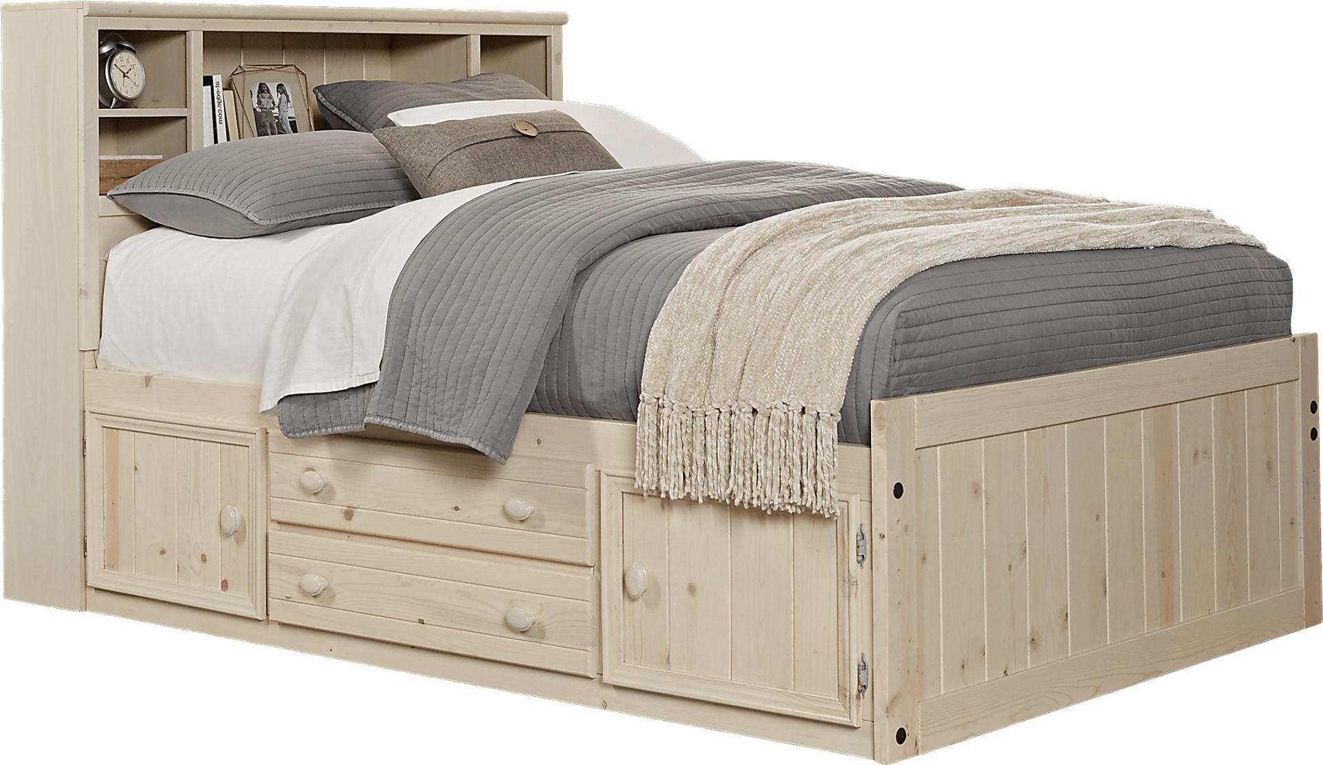 Creekside Stone Wash 5 Pc Full Bookcase Captain's Bed - Image 1