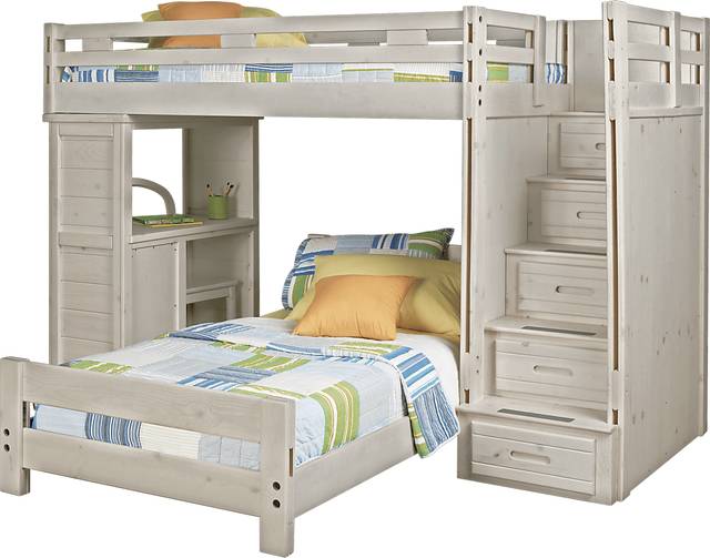 Creekside Stone Wash Twin/Twin Step Bunk Bed with Desk - Thumbnail - Image 1