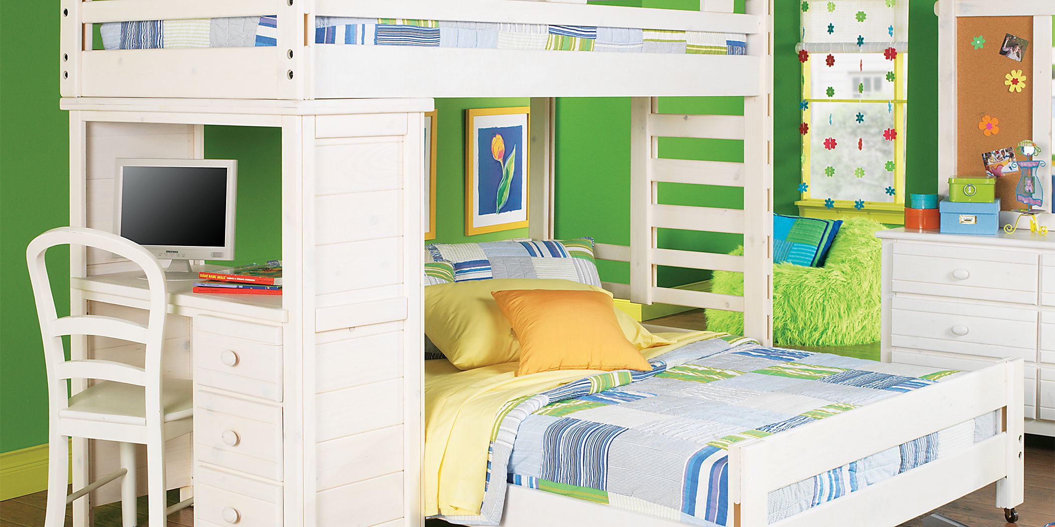 Creekside Twin White Wash 7Pc Bunk/Desk Bedroom Rooms To Go