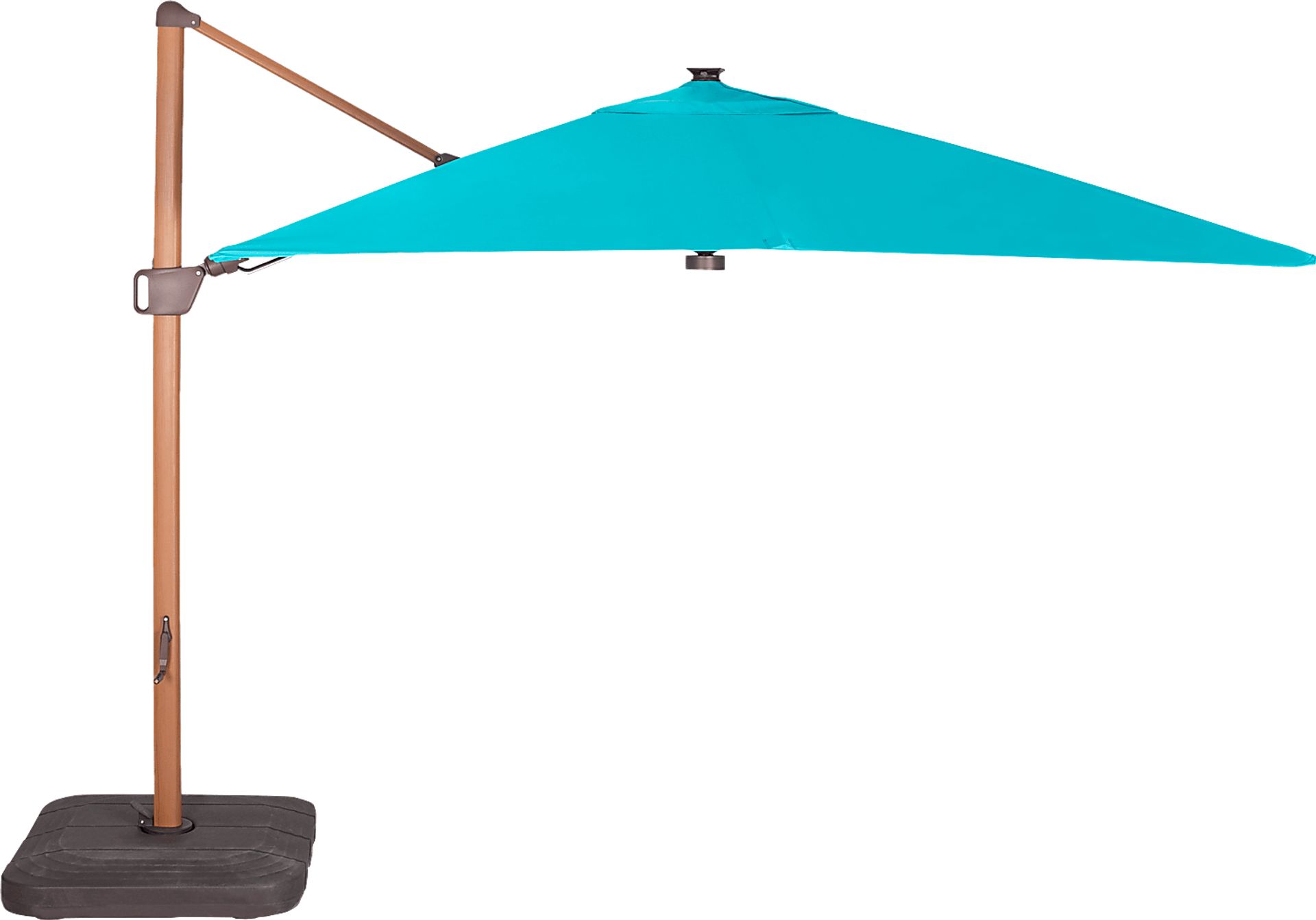 Creekview Natural Finish 10' Square Aruba Outdoor Lighted Cantilever Umbrella with 50 lb. Base - Image 2