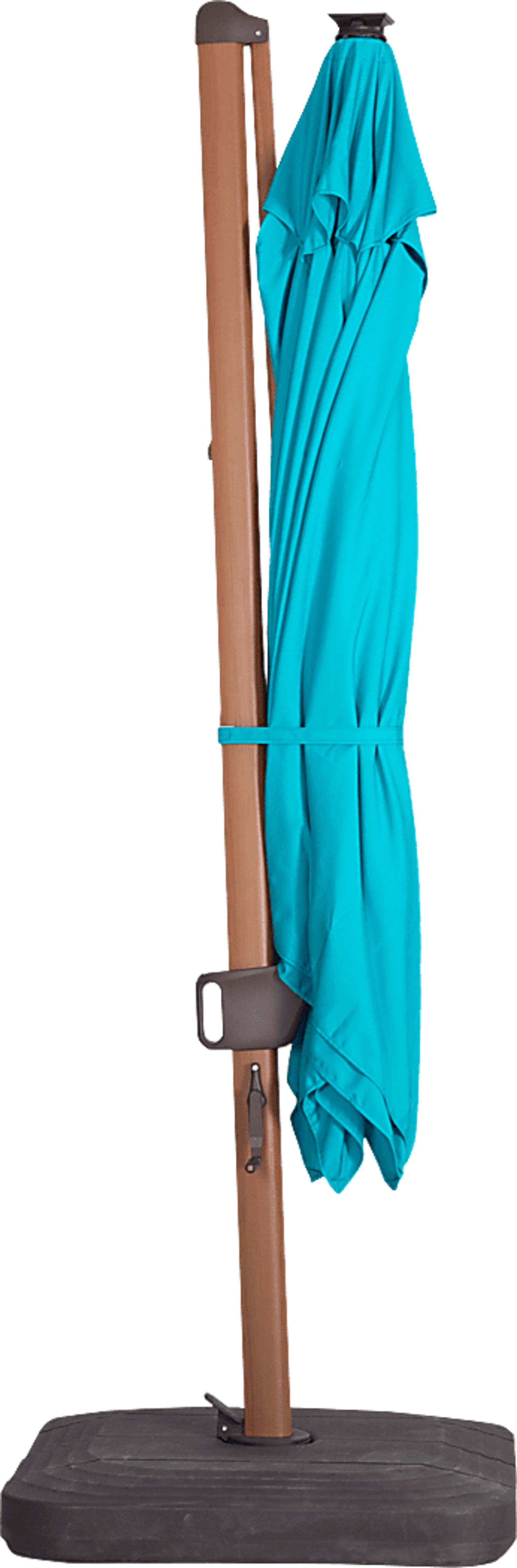 Creekview Natural Finish 10' Square Aruba Outdoor Lighted Cantilever Umbrella with 50 lb. Base - Image 3