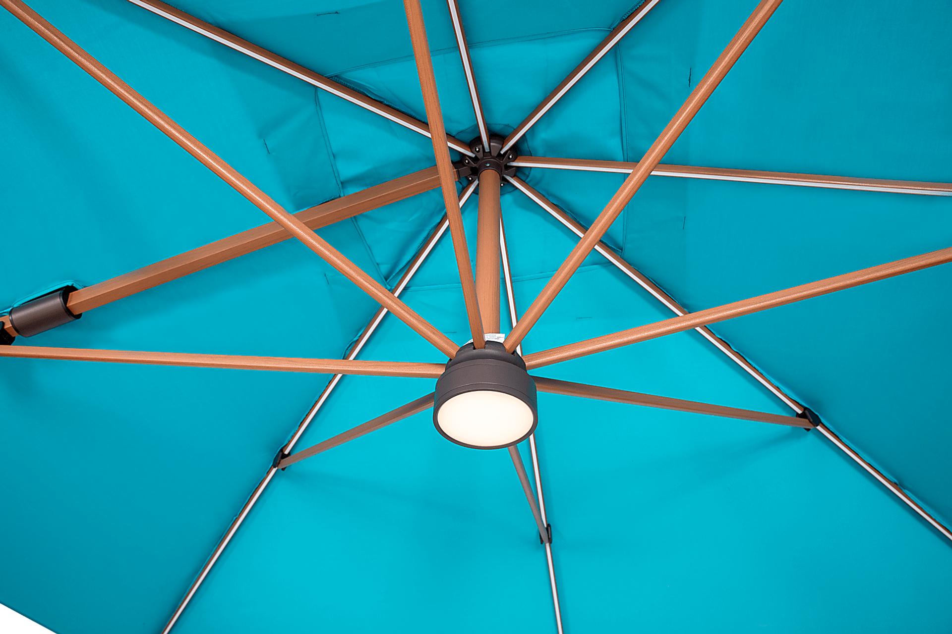aruba color patio umbrella Tilt | Auto-Tilt, LED Lighting, Wind Resistant | Commercial Grade | Sunbrella in RGB LED lights that can be set to six different colors Tilt Patio Umbrella | Auto-Tilt,