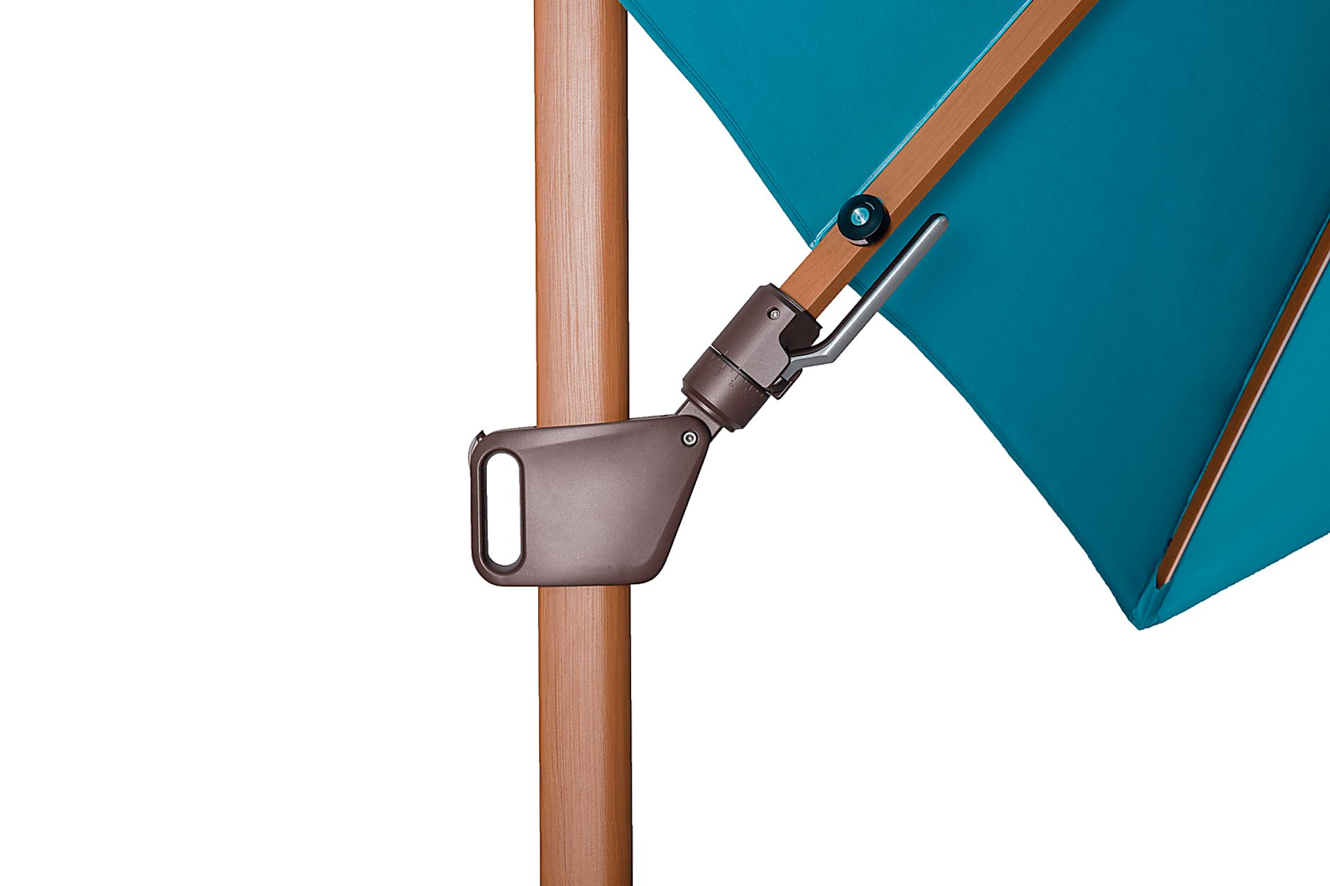 Creekview Natural Finish 10' Square Aruba Outdoor Lighted Cantilever Umbrella with 50 lb. Base - Image 5