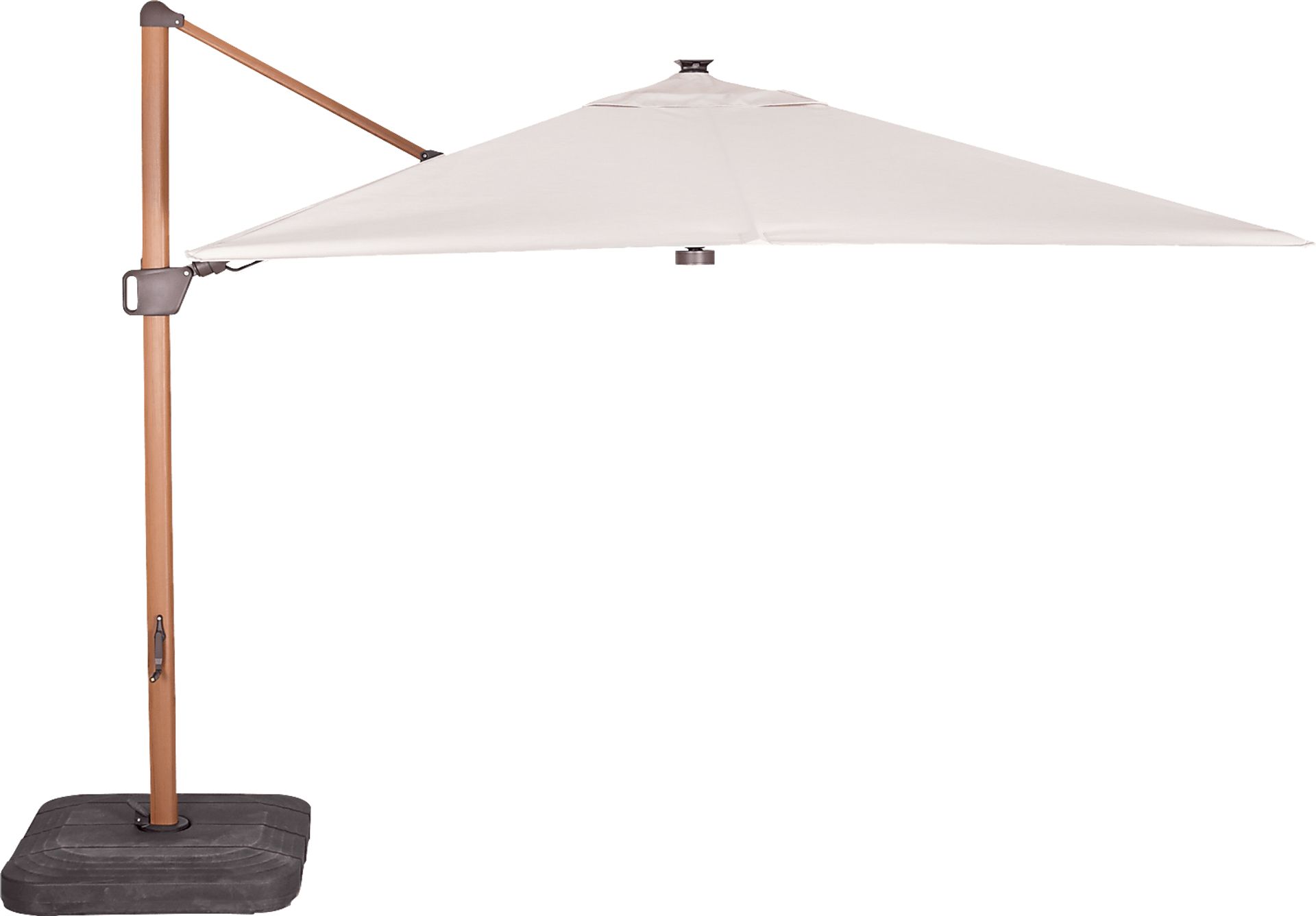 Creekview Natural Finish 10' Square Flax Outdoor Lighted Cantilever Umbrella with 50 lb. Base - Image 2
