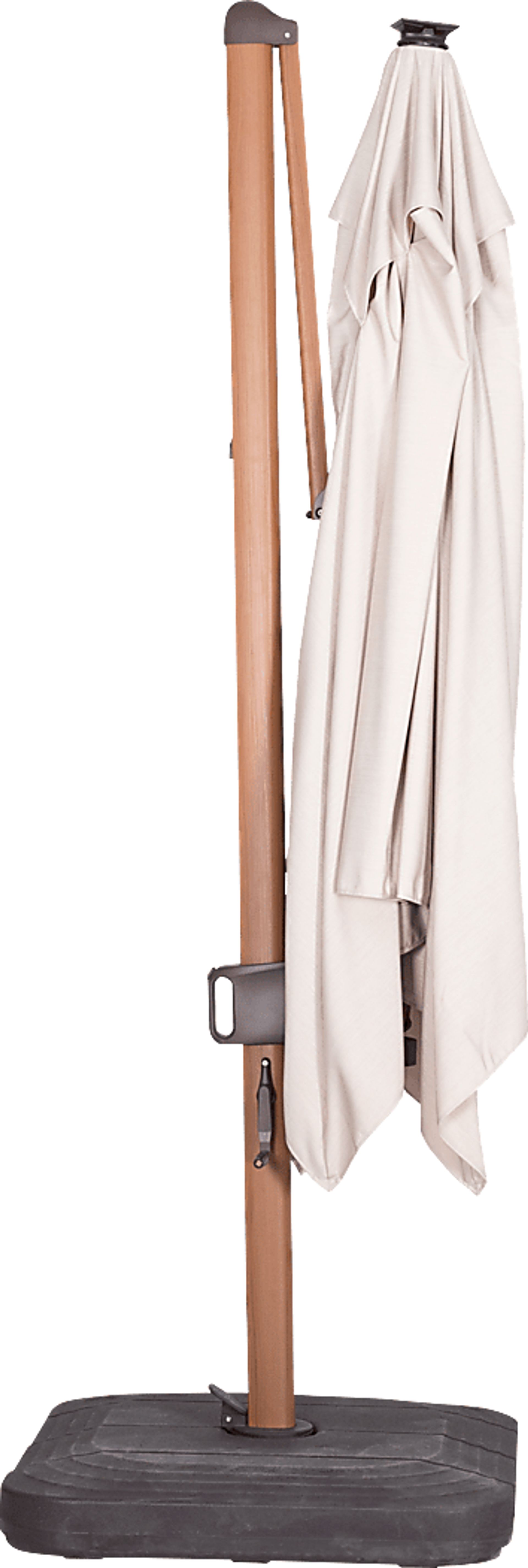 Creekview Natural Finish 10' Square Flax Outdoor Lighted Cantilever Umbrella with 50 lb. Base - Image 3