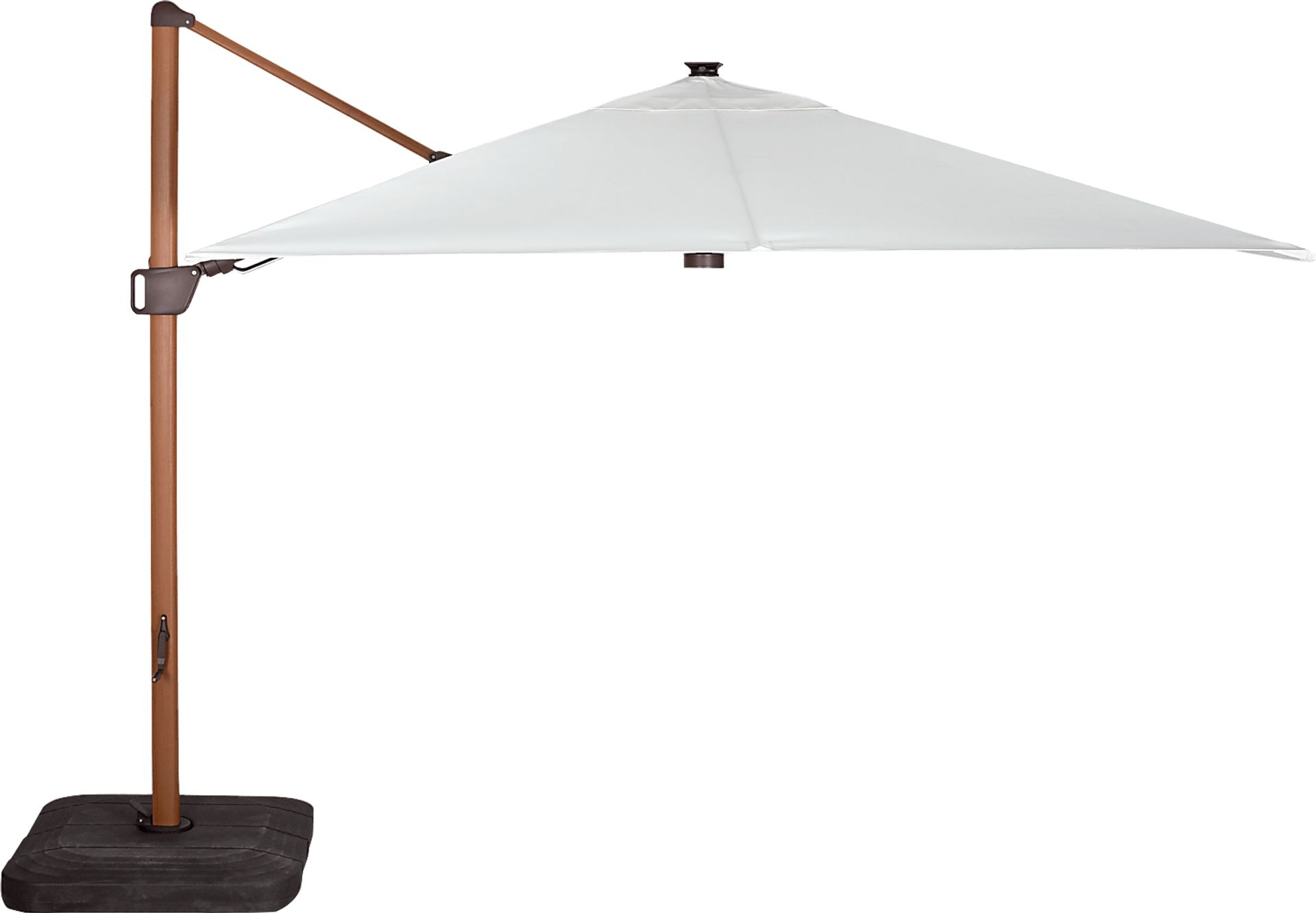 Creekview Natural Finish 10' Square Natural Outdoor Lighted Cantilever Umbrella with 50 lb. Base - Image 2