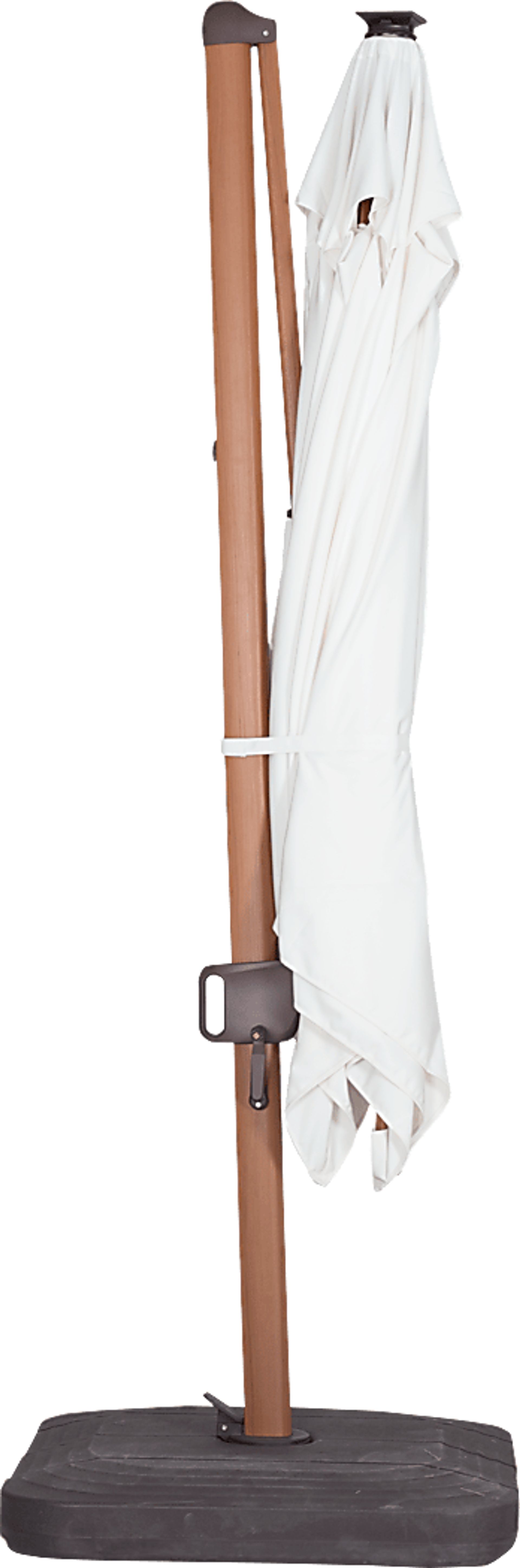 Creekview Natural Finish 10' Square Natural Outdoor Lighted Cantilever Umbrella with 50 lb. Base - Image 3