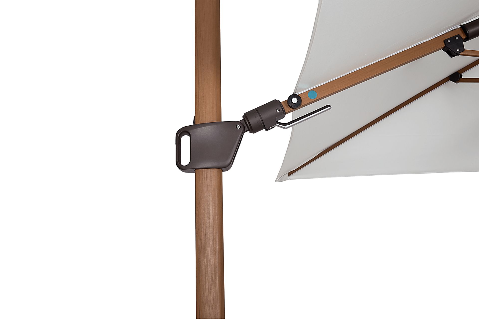 Creekview Natural Finish 10' Square Natural Outdoor Lighted Cantilever Umbrella with 50 lb. Base - Image 5