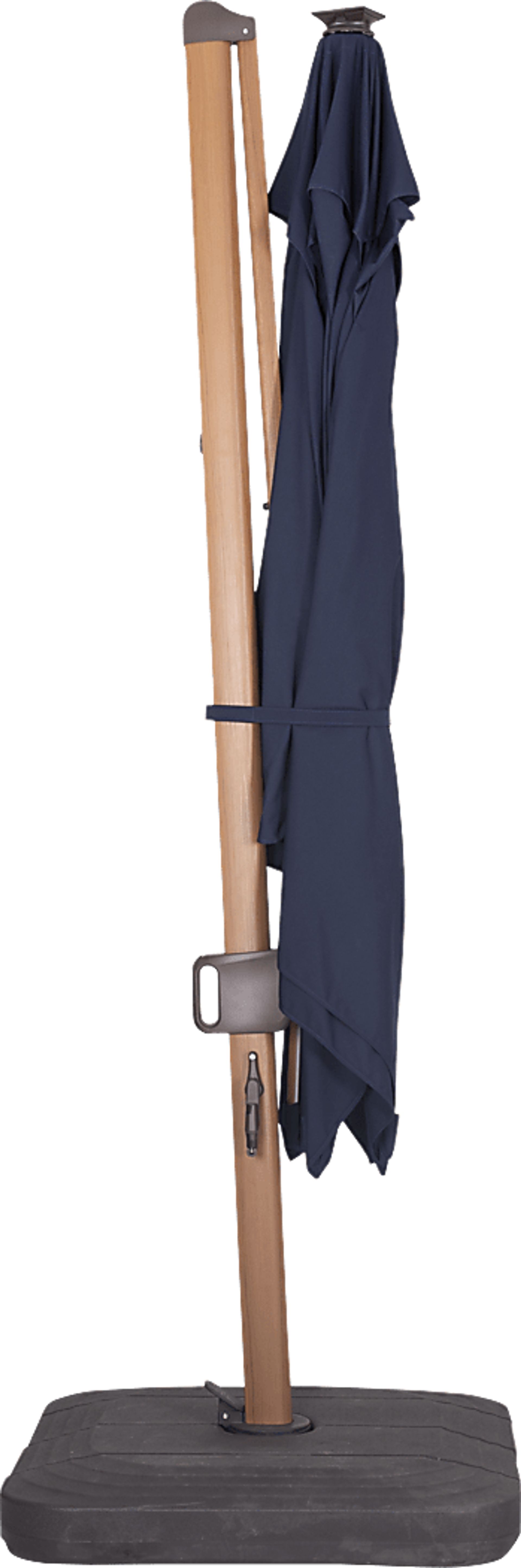 Creekview Natural Finish 10' Square Navy Outdoor Lighted Cantilever Umbrella with 50 lb. Base - Image 3