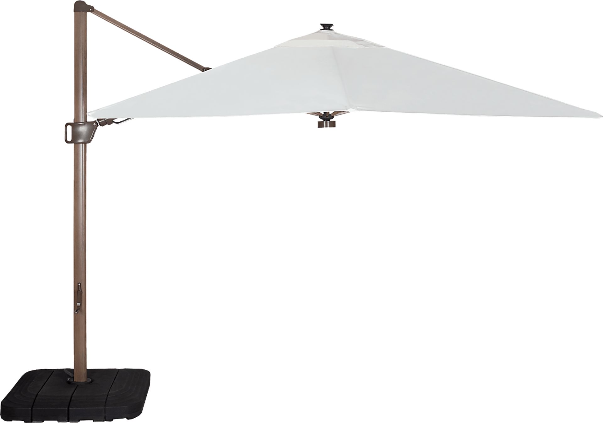 Creekview Weathered Finish 10' Square Natural Outdoor Lighted Cantilever Umbrella with 50 lb. Base - Image 2
