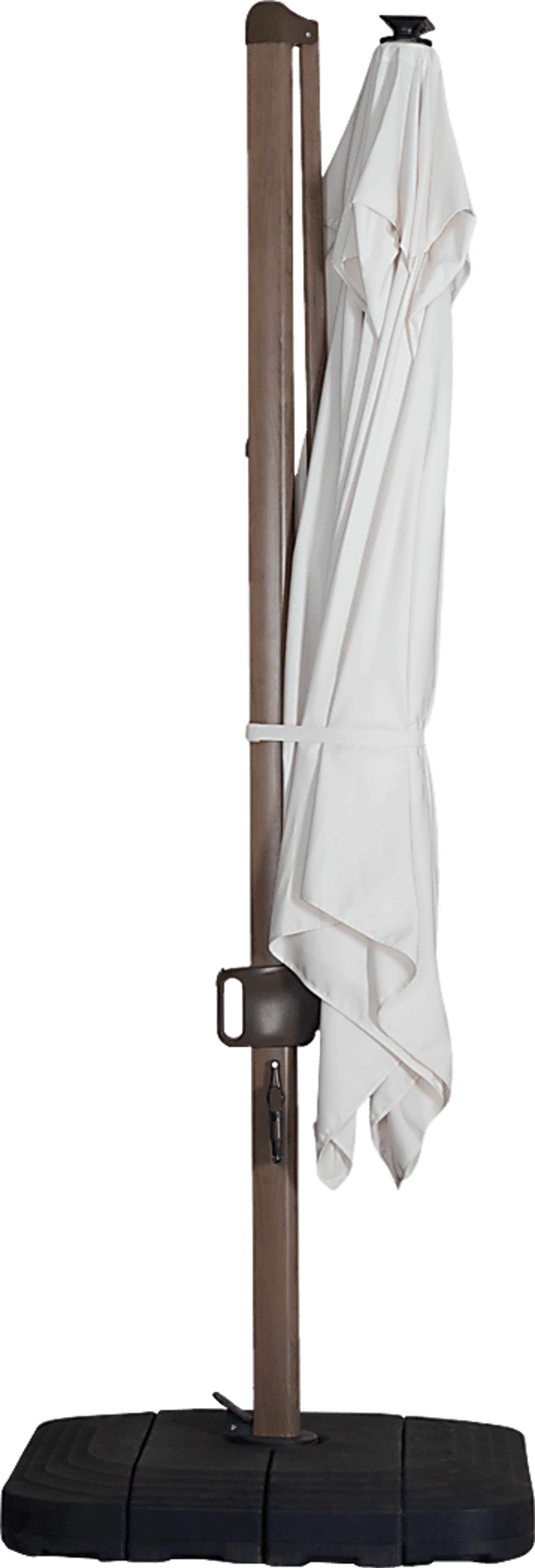 Creekview Weathered Finish 10' Square Natural Outdoor Lighted Cantilever Umbrella with 50 lb. Base - Image 3