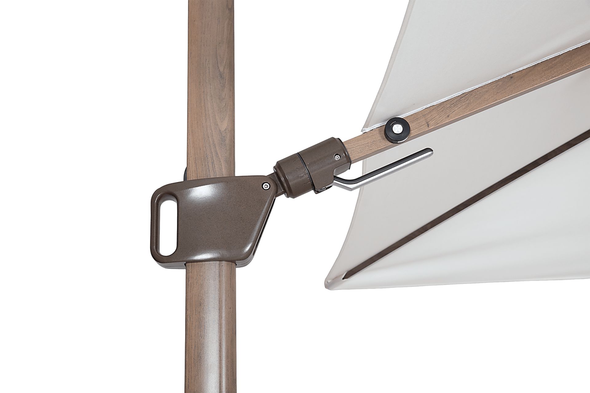 Creekview Weathered Finish 10' Square Natural Outdoor Lighted Cantilever Umbrella with 50 lb. Base - Image 5