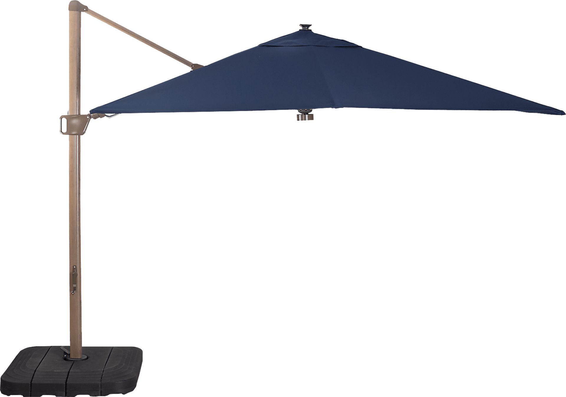 Creekview Weathered Finish 10' Square Navy Outdoor Lighted Cantilever Umbrella with 50 lb. Base - Image 2