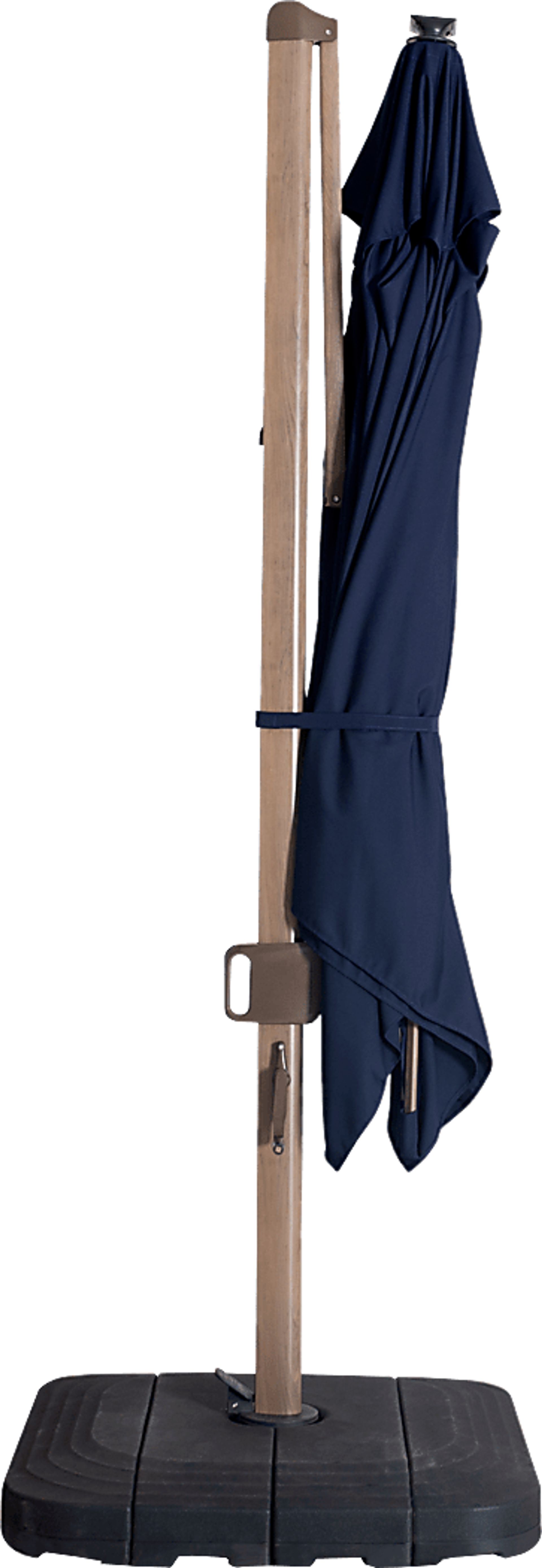 Creekview Weathered Finish 10' Square Navy Outdoor Lighted Cantilever Umbrella with 50 lb. Base - Image 3