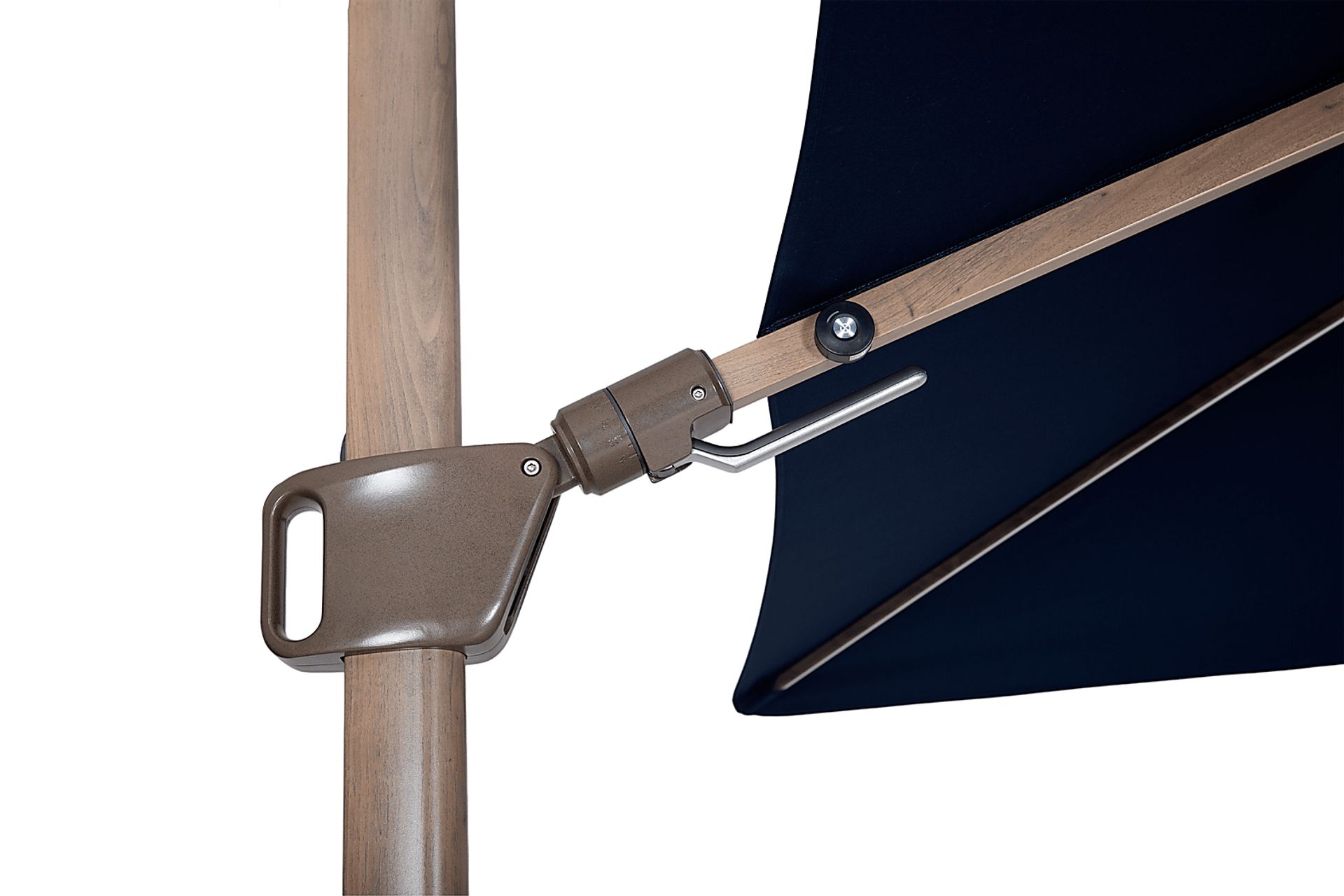 Creekview Weathered Finish 10' Square Navy Outdoor Lighted Cantilever Umbrella with 50 lb. Base - Image 5