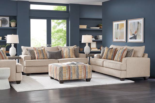Crescent Bay Beige 8 Pc Living Room with Sleeper Sofa - Thumbnail - Image 1