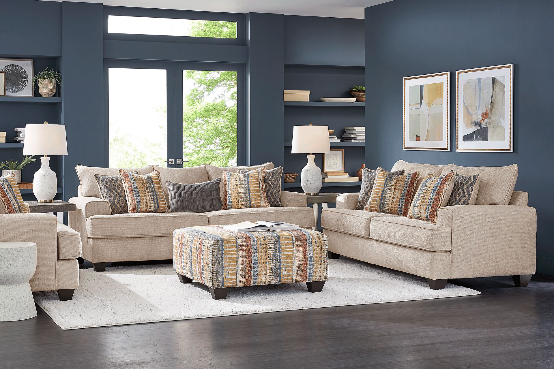 Crescent Bay Beige 8 Pc Living Room with Sleeper Sofa - Image 1
